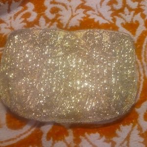 Vintage beaded womens clutch